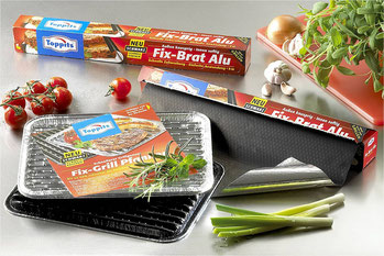 Heat absorbent black coilable coating with food certification for grill pans and household foil
