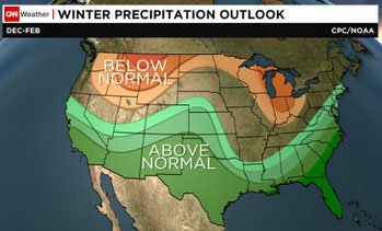 During an El Nino year Florida receives the more winter precipitation than any other part of the country - graphic via CNN