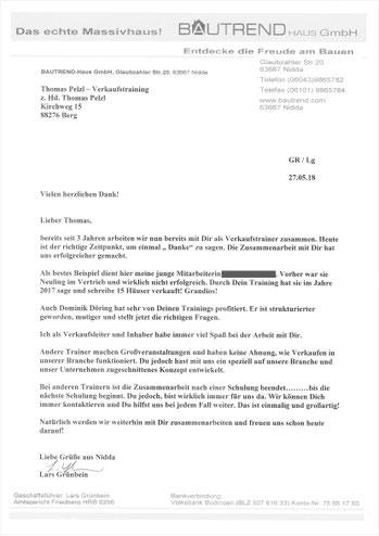 Teilnehmerstimmen und Feedback zum Verkaufstraining von Thomas Pelzl