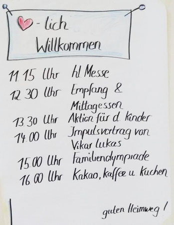 Tagesprogramm des Familientages am 29.09.2019