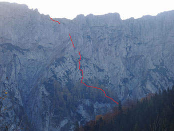 ungefährer Anstieg des Zerbenriegelsteigs bzw. Wilder Zerbenriegel (eigentlich verdeckt)