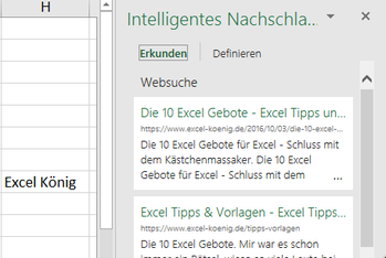 Excel 2016 Intelligente Suche