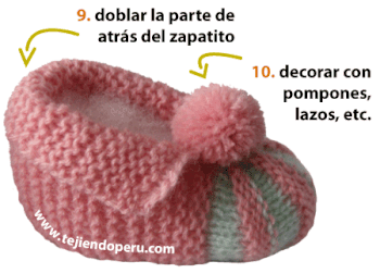 Zapatitos con punta en dos colores Tejiendo Per