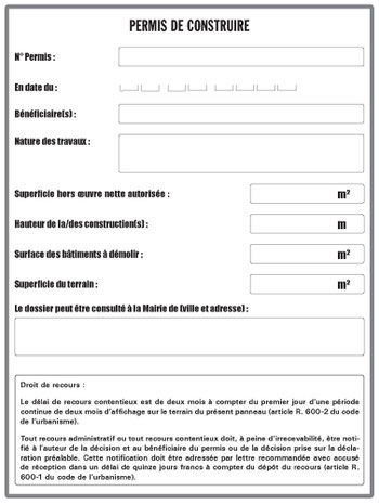 panneau permis de construire