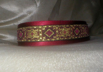 Martingale, Halsband, 4cm, Gurtband weinrot, edele Borte