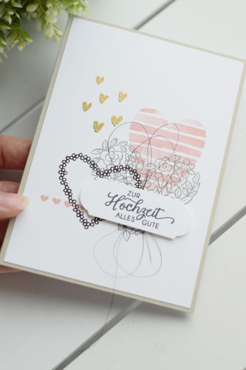Stampin Up Grußkarte Hochzeitskarte Papierwunder Basteln Hochzeit Hochzeitsgeschenk Geldgeschenk Heart oh Happiness Herzen Embossing
