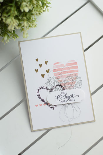 Stampin Up GrußkarteHochzeitskarte Papierwunder Basteln Hochzeit Hochzeitsgeschenk Geldgeschenk Heart oh Happiness Herzen Embossing
