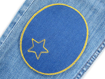 Bild: Knieflicken Jeansflicken blau mit Stern, Aufnäher Hosenflicken zum aufbügeln
