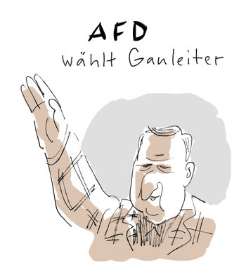 Cartoon von Mock zum AFD Parteitag
