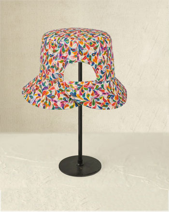 chapeau réversible en toile coton ou lin pour jardinerrdinage cuir made in france