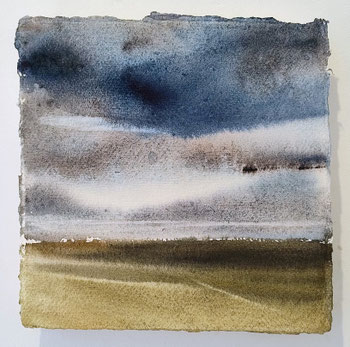 Grassland after the rain, aqurelle on Indians cotten paper and wood panel, 20 x 20 x 3 cm
