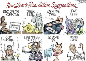"New year Resolution Suggestion", by Joe Heller, January 1, 2014