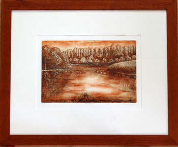Radierung im Holzrahmen 40 x 50