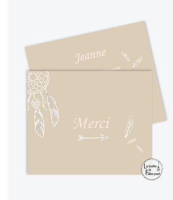 carte de remerciements naissance fille lama couronne