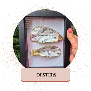 handbeschilderde oesters als huwelijkscadeau
