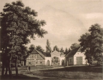Einfahrt zum Rittergut Bockerode im 19. Jahrhundert