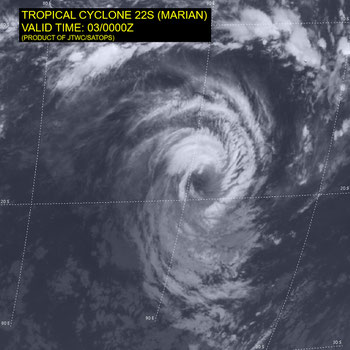 Track map of Tropical Cyclone Mirian. From JTWC, 03/03/2021