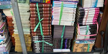 Ribbon-wrapped books 