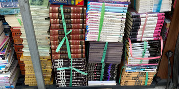 Ribbon-wrapped books 