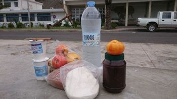 Local goat cheese with jar of dulce de papaya