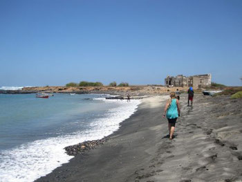 Exploring one of the beaches in the north of Maio