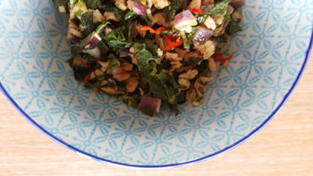 Thailändischer Hackfleischsalat - von mir natürlich vegan, wie alle meine Gerichte.