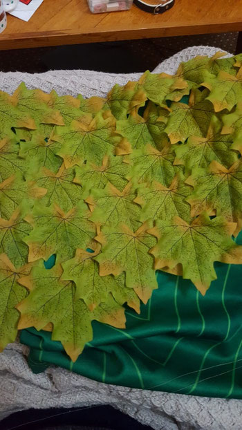 So many leaves to sew on!