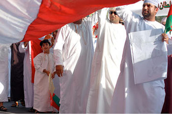 Thousands of Omanis of all ages attend a rally earlier this month in support of their leader of 40 years, Sultan Qaboos bin Said al-Said, in Muscat, Oman.        Jackie Spinne