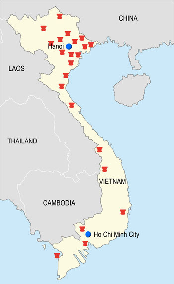Map of Vietnam Heger I drums first discoveries (Information source: Prof. Trinh Sinh)