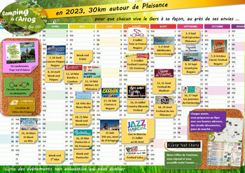 Camping gers Arros - calendrier manifestations gers 2023
