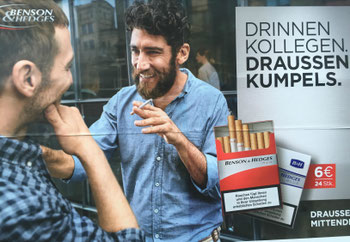 Drinnen Kollegen, draußen Kumpels, Zigarettenwerbung