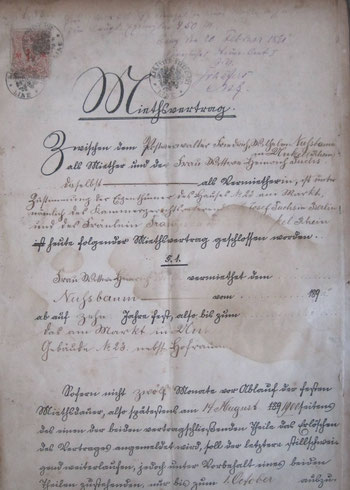 Mietvertrag von 1891 (Kirchgasse)