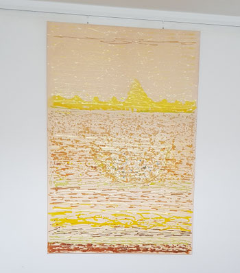 Modernes Wandbild Sand und Strand in Kupfer Rose Gold