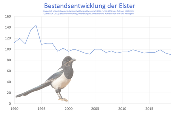 Bestandsentwicklung der Elster von 1990-2019 in Deutschland.