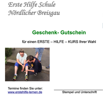 Erste Hilfe Gutschein zum verschenken