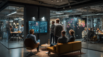 Teammeeting in einem Softwareunternehmen mit Fokus auf digitale Vertriebs-KPIs und Funnel-Optimierung