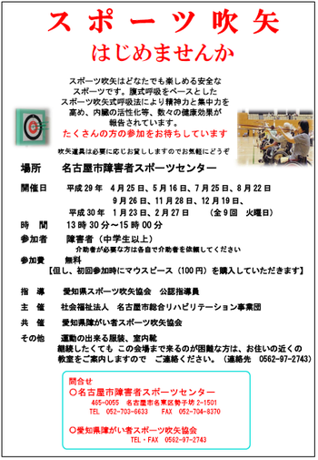 尾張中トピック 愛知県スポーツウエルネス吹矢協会