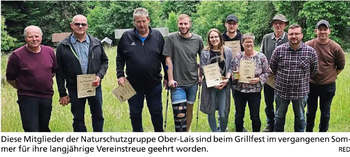 Mitglieder, geehrt für langjährige Vereinstreue.