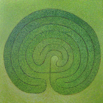 Labyrinth, Susanne Hauenstein, Acryl auf Leinwand, 80 x 80 cm, (verkauft)