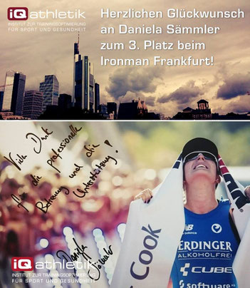 Die von iQ athletik unterstützten Triathletin Daniela Sämmler wird sensationelle Dritte beim Ironman Frankfurt