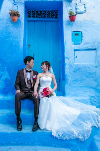 <ただいま募集中>新婚旅行やハネムーンの思い出に、青い街シャウエンでフォトウェディング撮影 実加のブログ