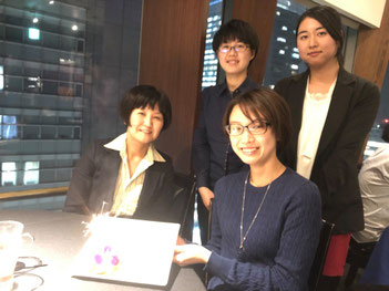 11/27@シェンロン東京　 吉森特任助教 ？歳の誕生日おめでとうございます。呉さん、立石さん卒業研究お疲れさまでした。