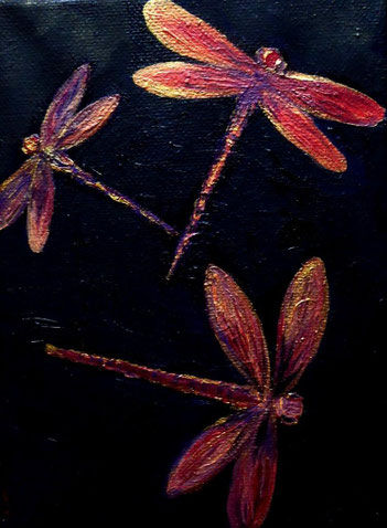 Libellenglanz, Öl auf Leinwand, 18x13cm