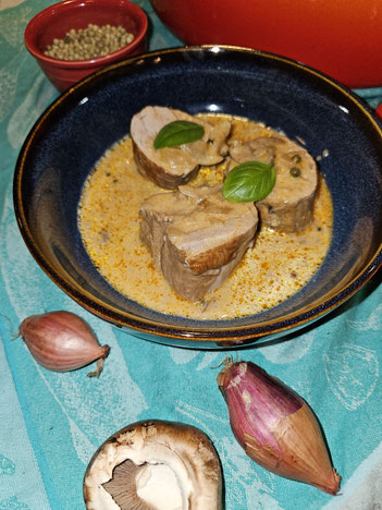 Schweinelendchen in Cognacsauce