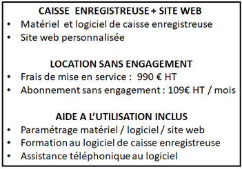 Prix location sans engagement de durée caisse enregistreuse + site web