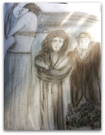 "Funeral" sketch by Pam Waller