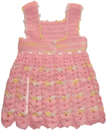 Vestido para bebe de 0 a 3 meses - Tejiendo Perú Vestido para bebe de 0 a 3 meses - Tejiendo Perú