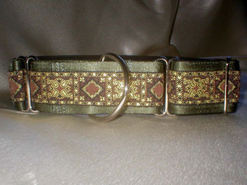 Martingale, Halsband, 4cm, Gurtband olivgrün, edele Borte