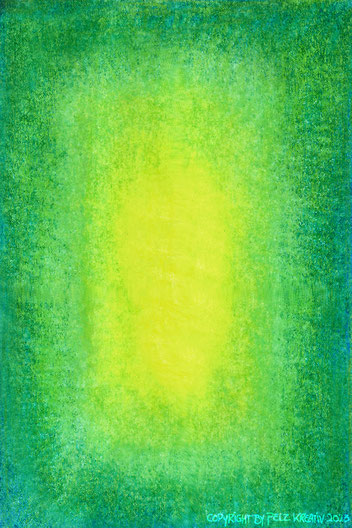 gelb, grün, blau, Holzstiftzeichnung, Titel: ich bin das Licht, Kunst, Malerei, Zeichnung, Art, © by Pelz Kreativ 2023, Februar,