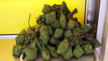 Palm leaf packages, Hawker food-market, Singapore